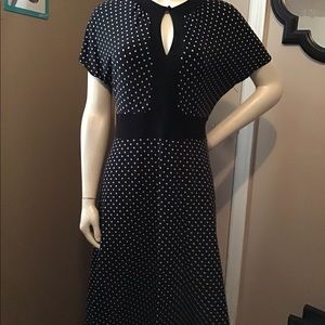 Black & white polka dot A-Line Dress with back tie